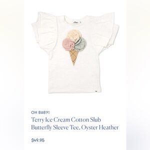Oh Baby! Girl’s Terry Ice Cream Short Sleeve Shirt 6-12 Months